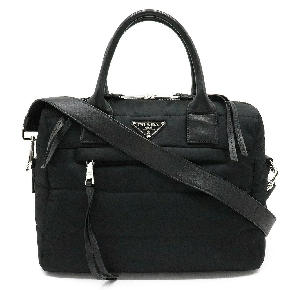 Prada Bomber 2way Shoulder Bag Leather NERO Black